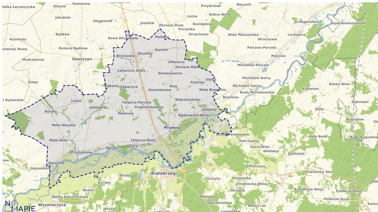 Mapa obszarów ochrony przyrody Promny
